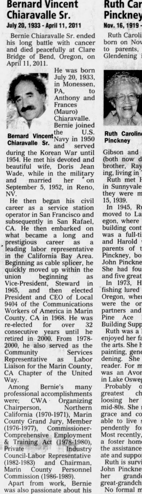 April 15, 2011: "Bernie Chiaravalle Sr