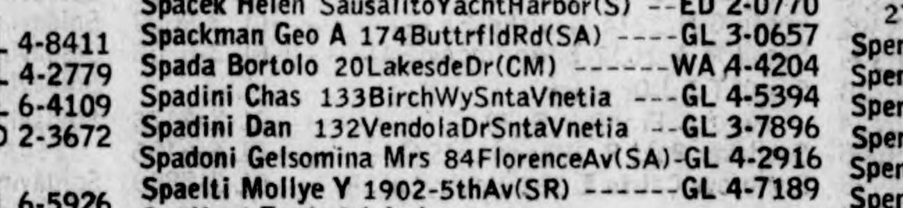 April 1961: the Spadinis, Charles at 133 Birch Way and Dan next door at 132 Vendola Drive
