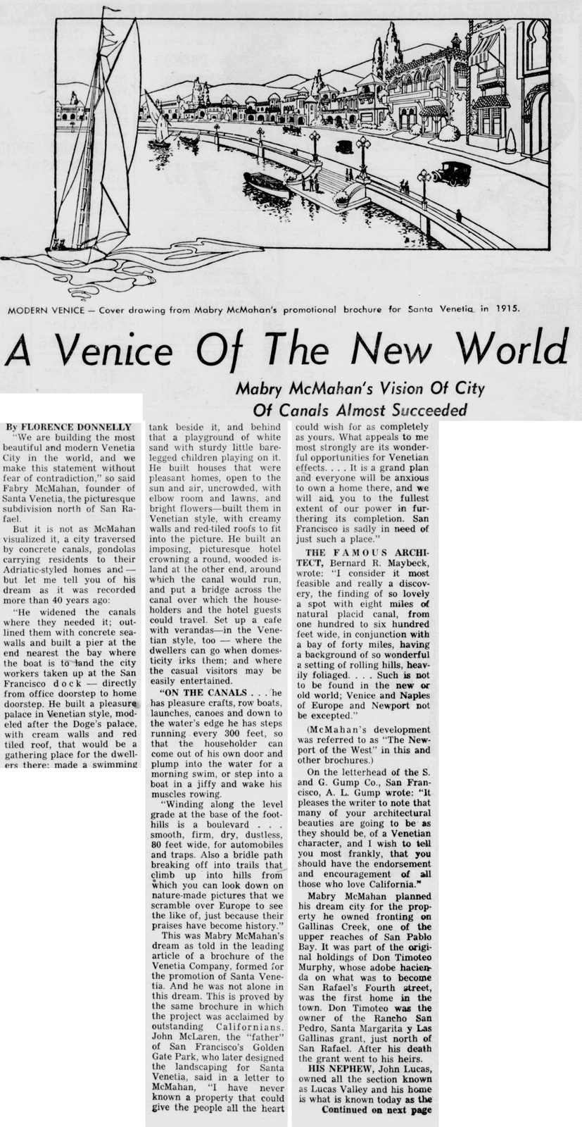 1957: "A Venice Of The New World," the story of McMahan's dream